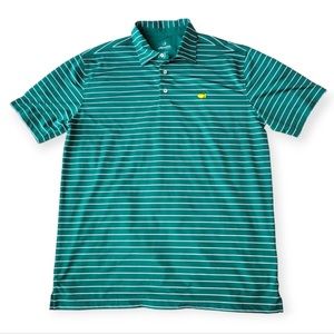 Masters Tech Mens Green Striped Performance Polo Golf Shirt large